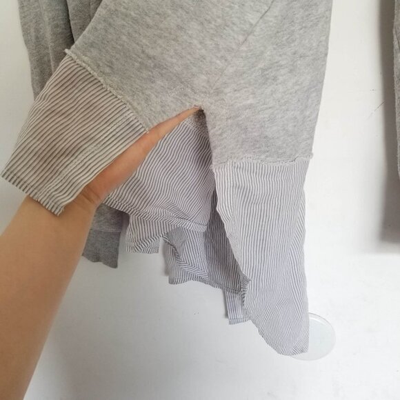 Wilt Silk Striped Trim Layered Distressed Sweater - Picture 9 of 17